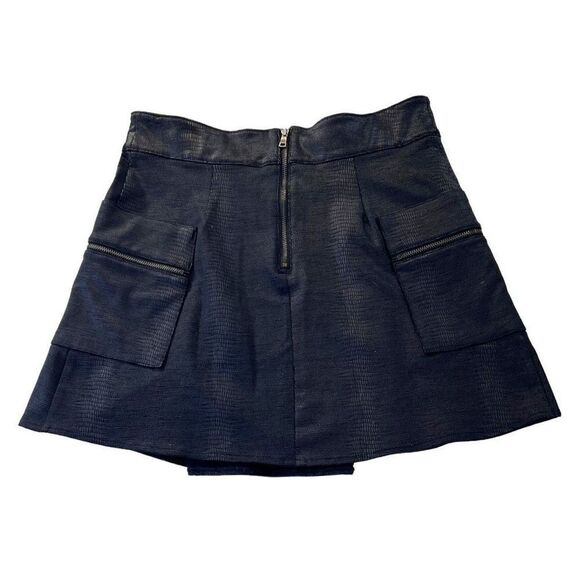 David Lerner Skirt Womens Size S Reptile Stretch Back Zip Pleated Grunge Black - Picture 2 of 7